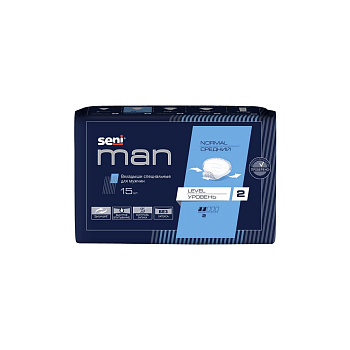 Вкладыши урологические SENI MAN NORMAL LEVEL 2/ СРЕДНИЙ УРОВЕНЬ 2 для мужчин, 15 шт/уп