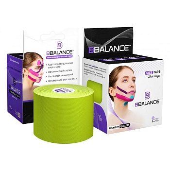 Тейп кинезио для лица BBTape FACE TAPE, 5см.  х 5м., мята